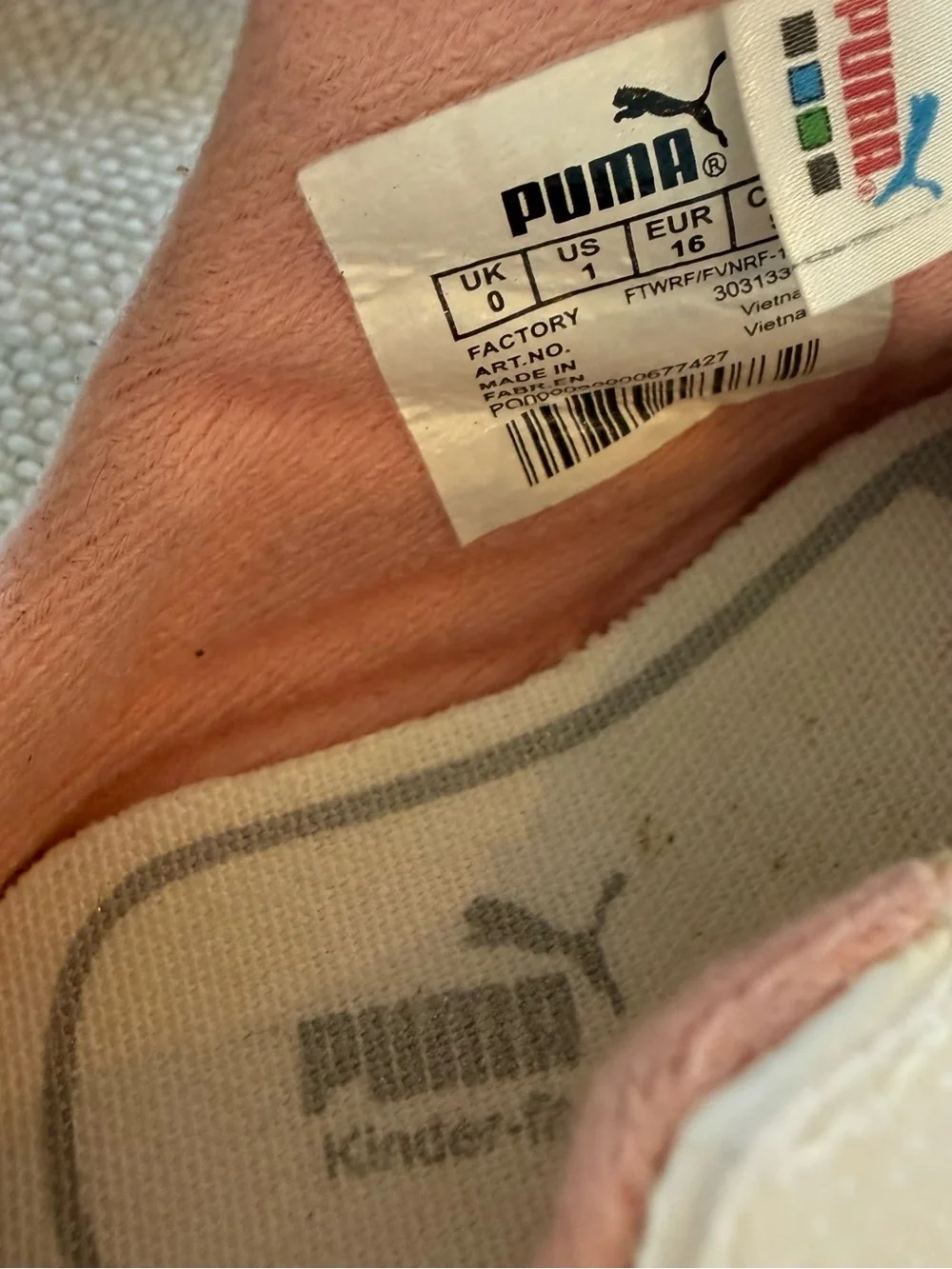 Puma Drift Cat II Crib Infant Sneakers White and Pink - Size 1